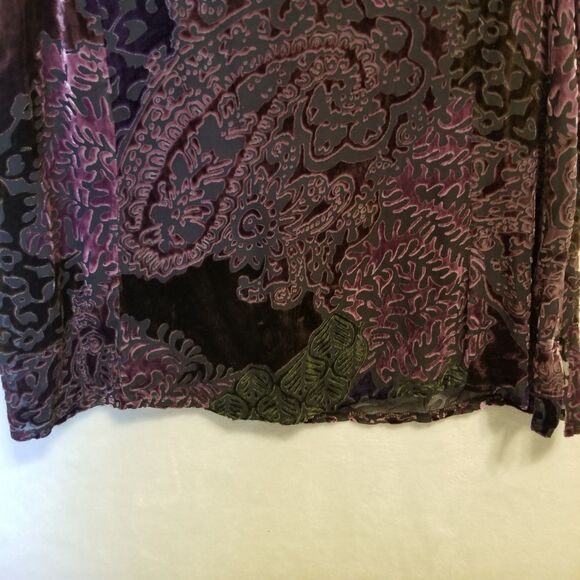 Vintage Size 18 Top Shell Tank Silk Purple Velvet Burnout Whimsigoth Patchwork - Picture 2 of 8